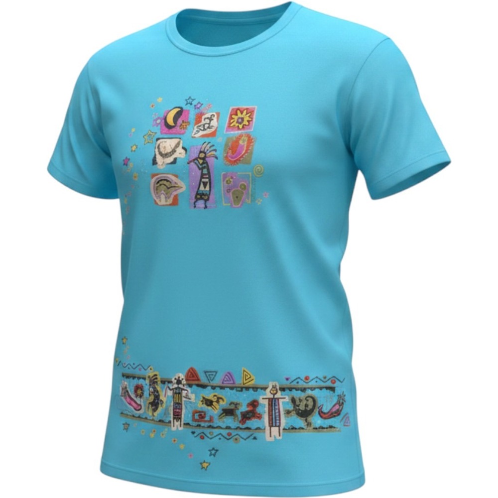 Alstyle Carol Hagan Southwest Kokopelli Graphic T-Shirt Turquoise Blue OSFA